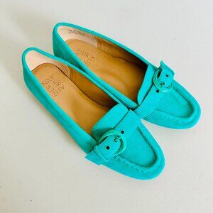 NEW NATURALIZER LOLA SUEDE LEATHER MINT GREEN BUCKLE SLIP-ON LOAFERS FLATS
